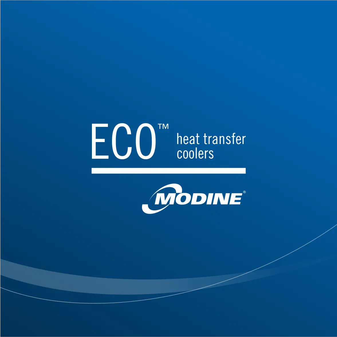 ECO Modine heat transfer coolers brand logo on a blue background